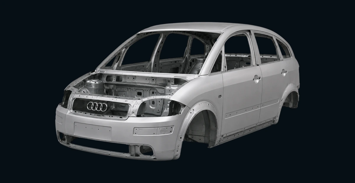 Freigestellte Audi-A2-Karosserie als Projektmotiv